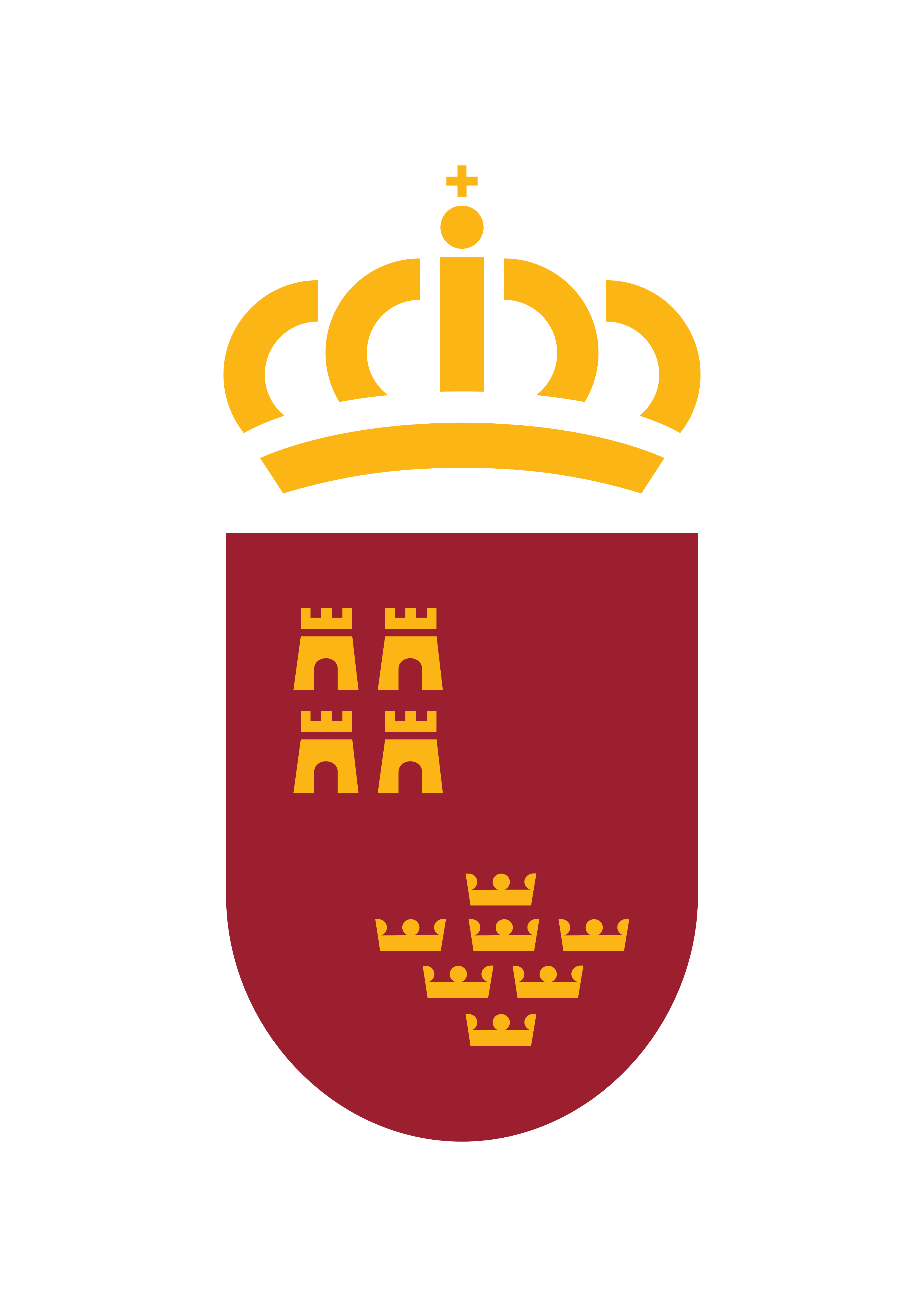 logo de la Región de Murcia, un escudo rojo con corona amarilla